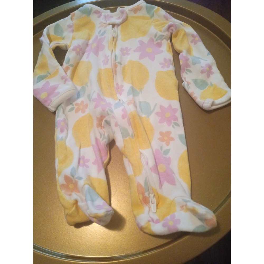 Carters Just One You Newborn Lemon Floral Footed Sleeper Pajamas Pink Yellow